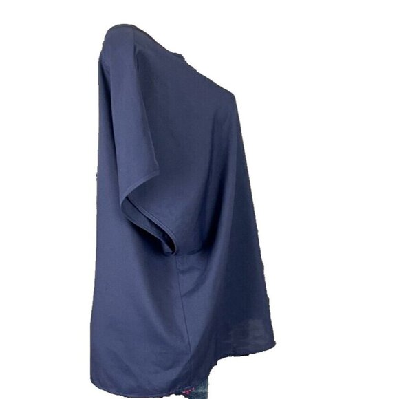 Vicky Wayne Vintage 20W Navy Blue Crew Neckline Short Dolman Sleeve Shell Blouse - Picture 3 of 6